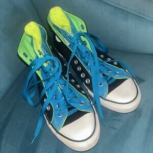 Converse All Star Two Fold Neon / Black Hightops Size Mens 7 Woman’s 9